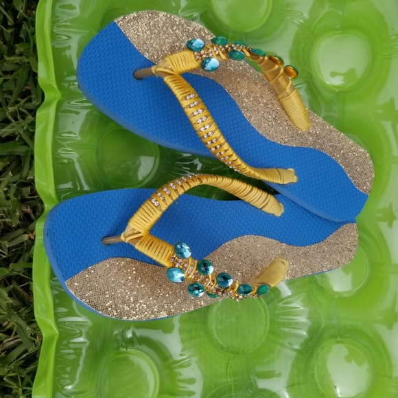 Turquoise rhinestones Flip Flops - Picture 3 of 4